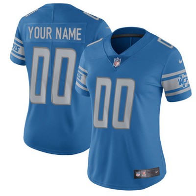 Nike Detroit Lions Customized Blue Team Color Stitched Vapor Untouchable Limited Women's NFL Jersey